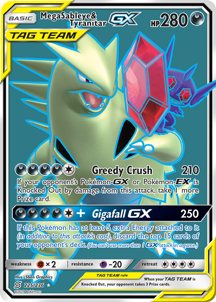 Mega Sableye & Tyranitar GX (225/236) [Sun & Moon: Unified Minds] | Nerdhalla Games