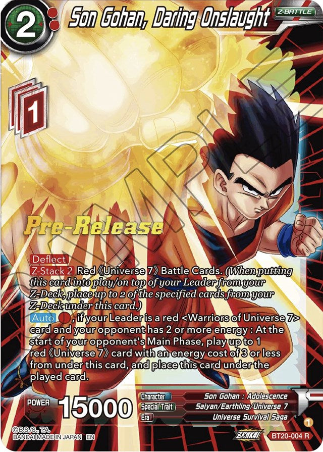 Son Gohan, Daring Onslaught (BT20-004) [Power Absorbed Prerelease Promos] | Nerdhalla Games