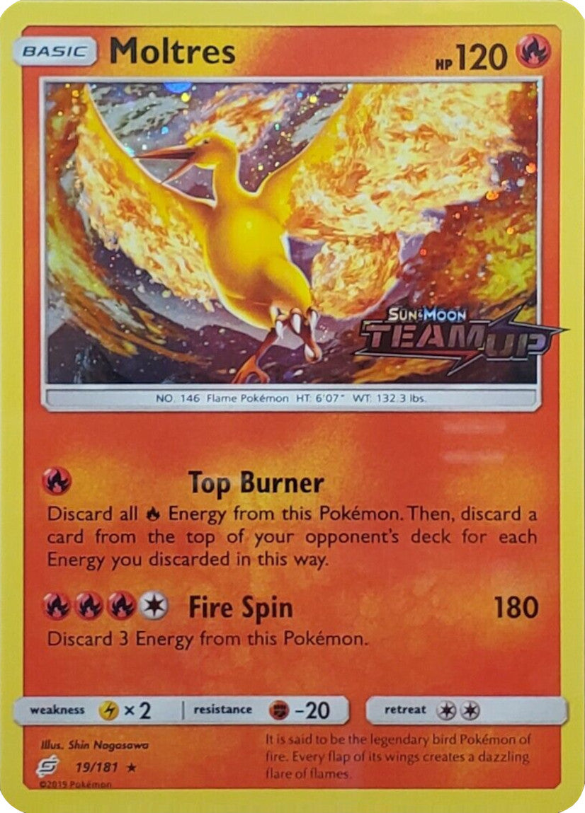 Moltres (19/181) (Stamped) [Sun & Moon: Team Up] | Nerdhalla Games