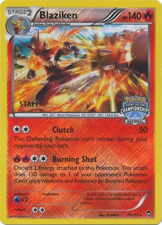 Blaziken (14/111) (Staff National Championship Promo) [XY: Furious Fists] | Nerdhalla Games