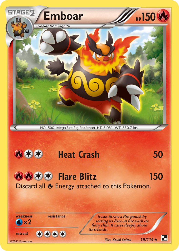 Emboar (19/114) (Cracked Ice Holo) (Theme Deck Exclusive) [Black & White: Base Set] | Nerdhalla Games