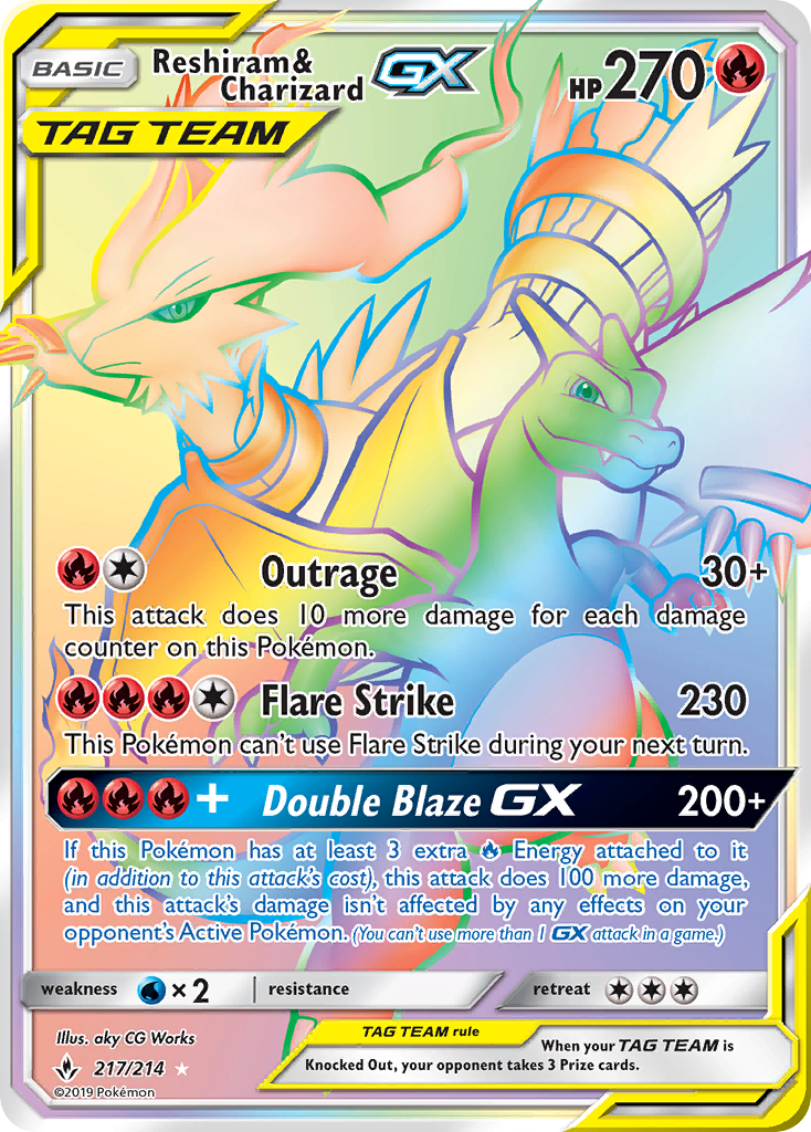 Reshiram & Charizard GX (217/214) [Sun & Moon: Unbroken Bonds] | Nerdhalla Games