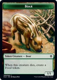 Boar // Food (15) Double-sided Token [Throne of Eldraine Tokens] | Nerdhalla Games