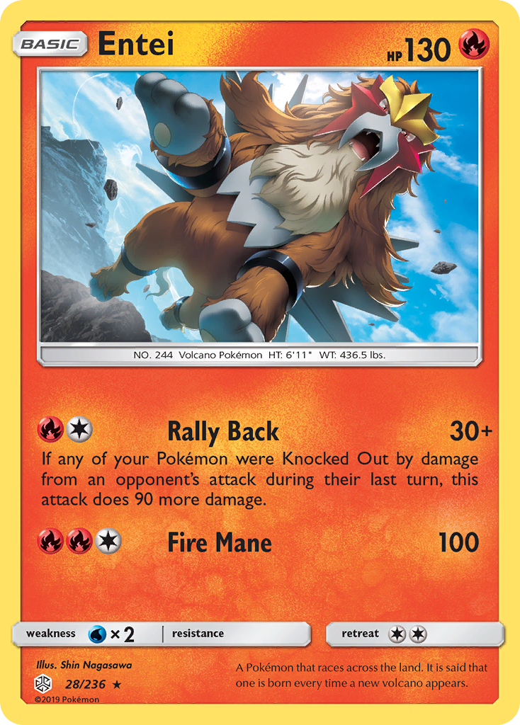 Entei (28/236) [Sun & Moon: Cosmic Eclipse] | Nerdhalla Games