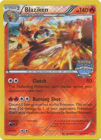 Blaziken (14/111) (National Championship Promo) [XY: Furious Fists] | Nerdhalla Games