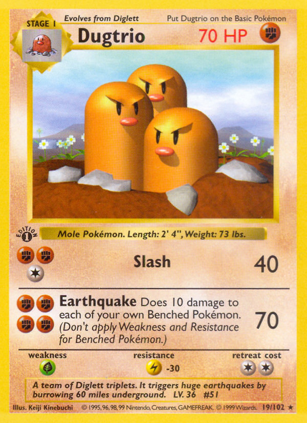 Dugtrio (19/102) (Shadowless) [Base Set 1st Edition] | Nerdhalla Games