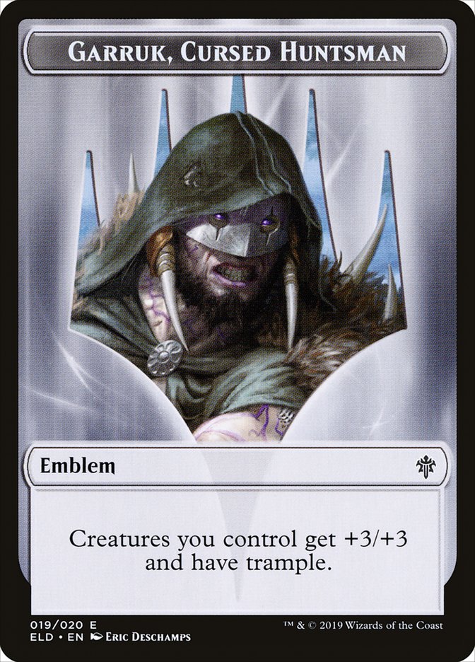 Garruk, Cursed Huntsman Emblem [Throne of Eldraine Tokens] | Nerdhalla Games