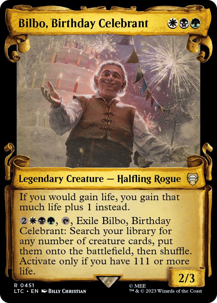 Bilbo, Birthday Celebrant [The Lord of the Rings: Tales of Middle-Earth Commander Showcase Scrolls] | Nerdhalla Games