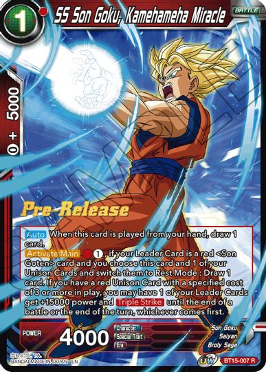 SS Son Goku, Kamehameha Miracle (BT15-007) [Saiyan Showdown Prerelease Promos] | Nerdhalla Games