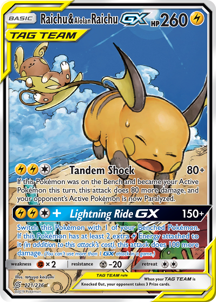 Raichu & Alolan Raichu GX (221/236) [Sun & Moon: Unified Minds] | Nerdhalla Games