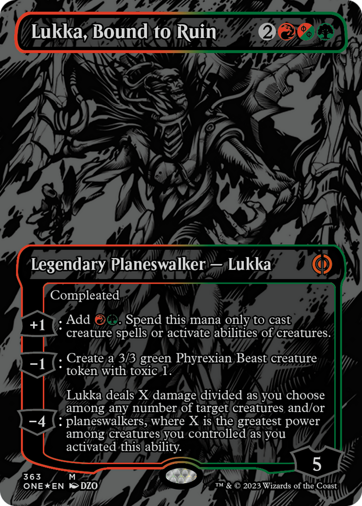 Lukka, Bound to Ruin (Oil Slick Raised Foil) [Phyrexia: All Will Be One] | Nerdhalla Games