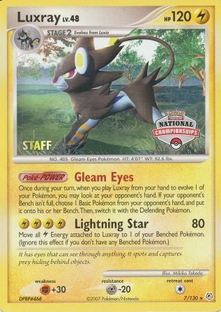 Luxray (7/130) (National Championships) (Staff) [Diamond & Pearl: Base Set] | Nerdhalla Games