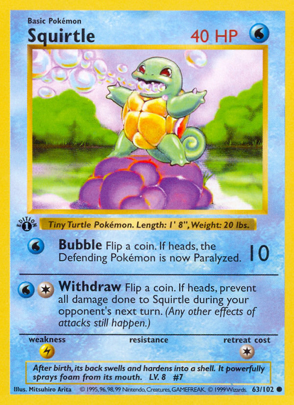 Squirtle (63/102) (Shadowless) [Base Set 1st Edition] | Nerdhalla Games