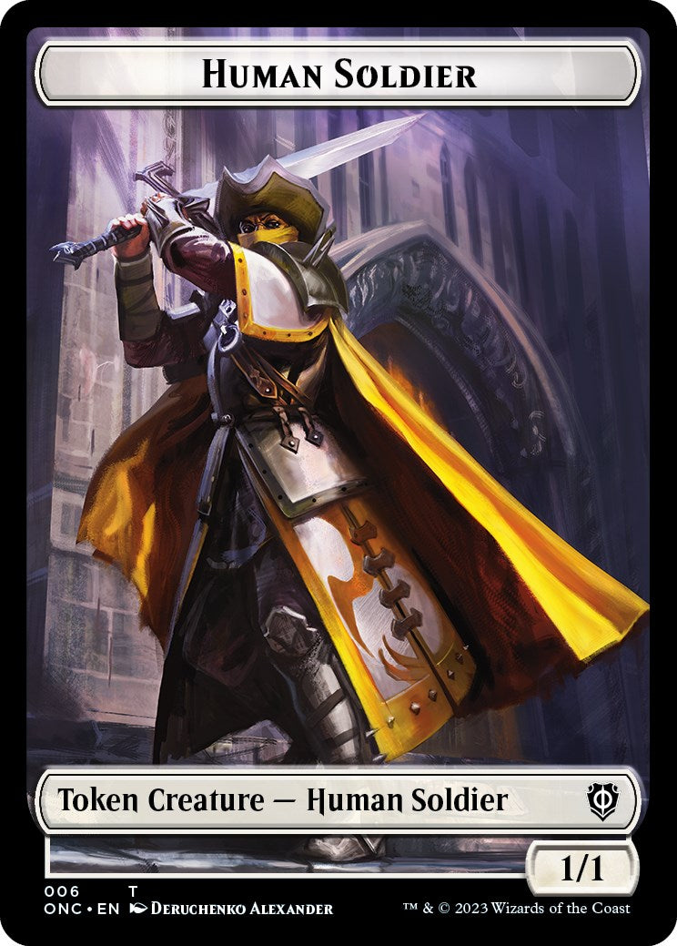 Human Soldier // Elephant Double-Sided Token [Phyrexia: All Will Be One Commander Tokens] | Nerdhalla Games