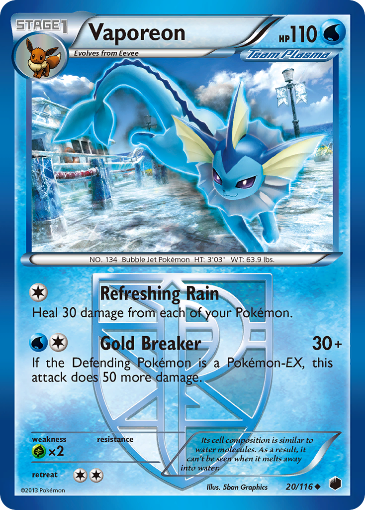 Vaporeon (20/116) [Black & White: Plasma Freeze] | Nerdhalla Games