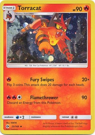 Torracat (25/149) (Cosmos Holo) [Sun & Moon: Base Set] | Nerdhalla Games