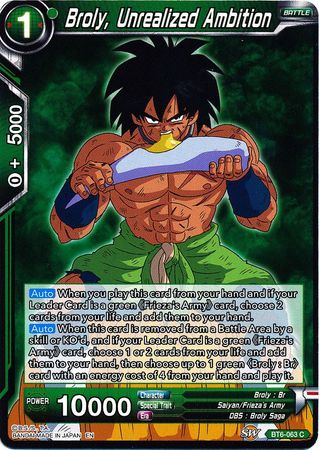 Broly, Unrealized Ambition [BT6-063] | Nerdhalla Games