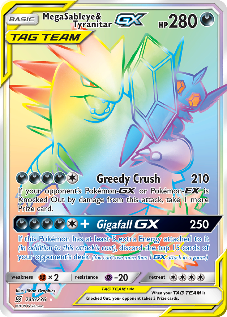 Mega Sableye & Tyranitar GX (245/236) [Sun & Moon: Unified Minds] | Nerdhalla Games