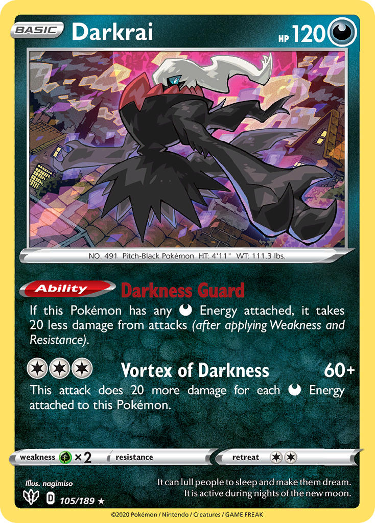 Darkrai (105/189) (Theme Deck Exclusive) [Sword & Shield: Darkness Ablaze] | Nerdhalla Games