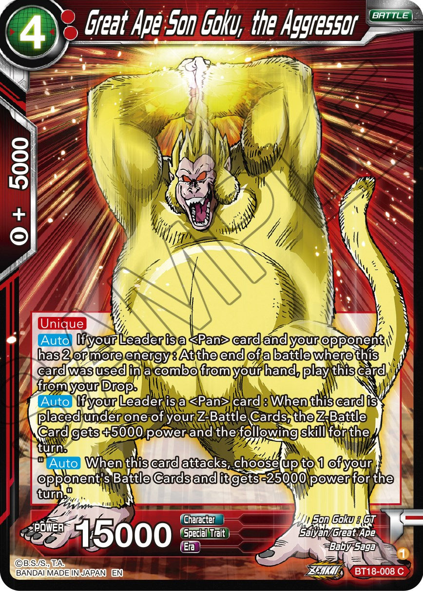 Great Ape Son Goku, the Aggressor (BT18-008) [Dawn of the Z-Legends] | Nerdhalla Games