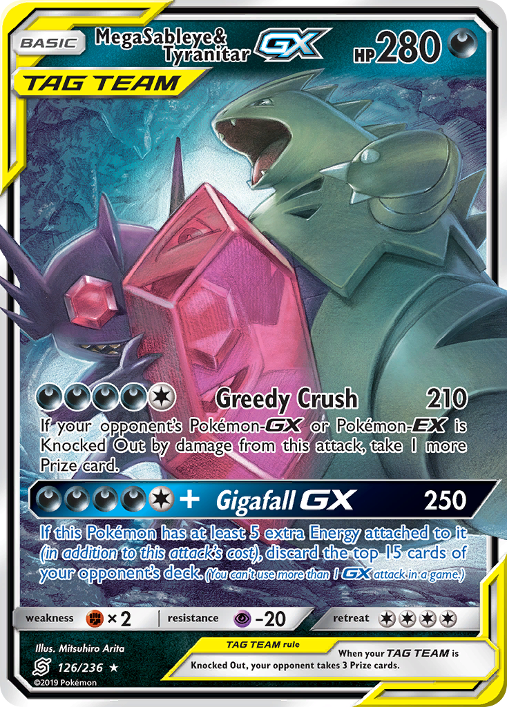 Mega Sableye & Tyranitar GX (126/236) [Sun & Moon: Unified Minds] | Nerdhalla Games