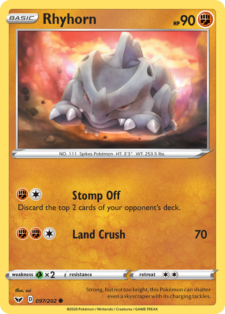 Rhyhorn (097/202) [Sword & Shield: Base Set] | Nerdhalla Games