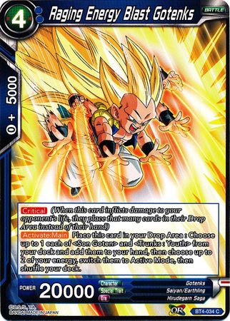 Raging Energy Blast Gotenks [BT4-034] | Nerdhalla Games