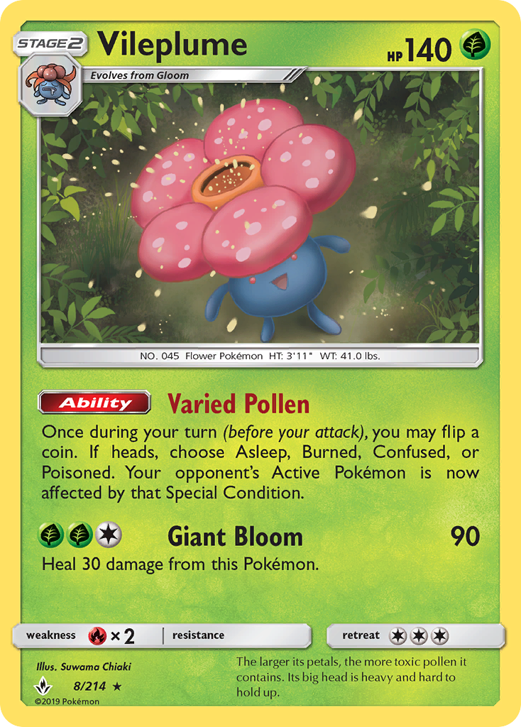 Vileplume (8/214) [Sun & Moon: Unbroken Bonds] | Nerdhalla Games