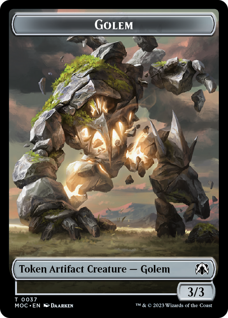 Golem // Clue Double-Sided Token [March of the Machine Commander Tokens] | Nerdhalla Games