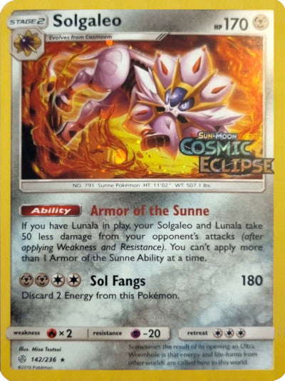 Solgaleo (142/236) (Cosmos Holo) [Sun & Moon: Cosmic Eclipse] | Nerdhalla Games