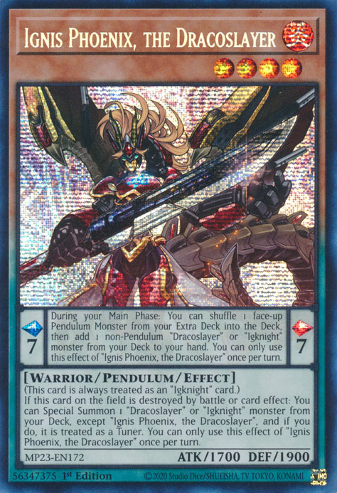 Ignis Phoenix, the Dracoslayer [MP23-EN172] Prismatic Secret Rare | Nerdhalla Games