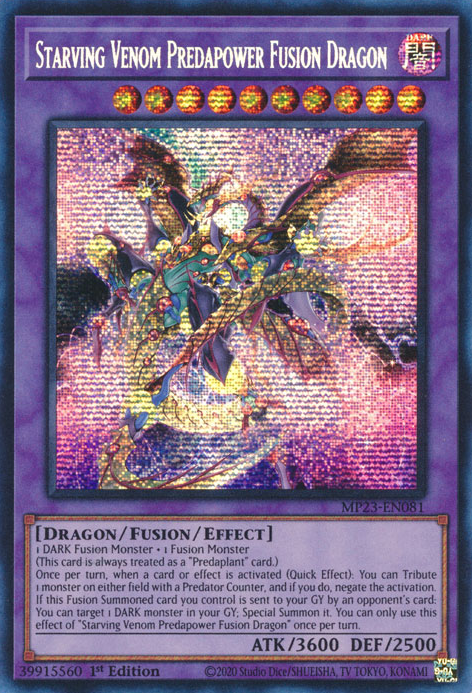 Starving Venom Predapower Fusion Dragon [MP23-EN081] Prismatic Secret Rare | Nerdhalla Games