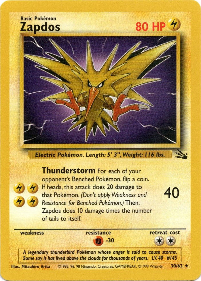 Zapdos (30/62) [Fossil Unlimited] | Nerdhalla Games