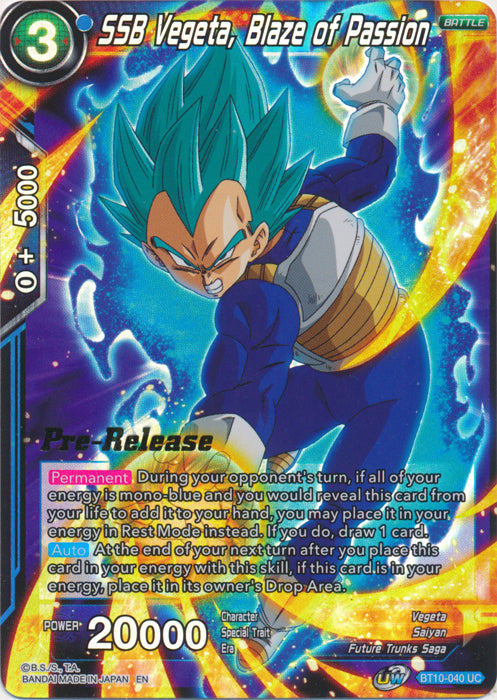 SSB Vegeta, Blaze of Passion (BT10-040) [Rise of the Unison Warrior Prerelease Promos] | Nerdhalla Games