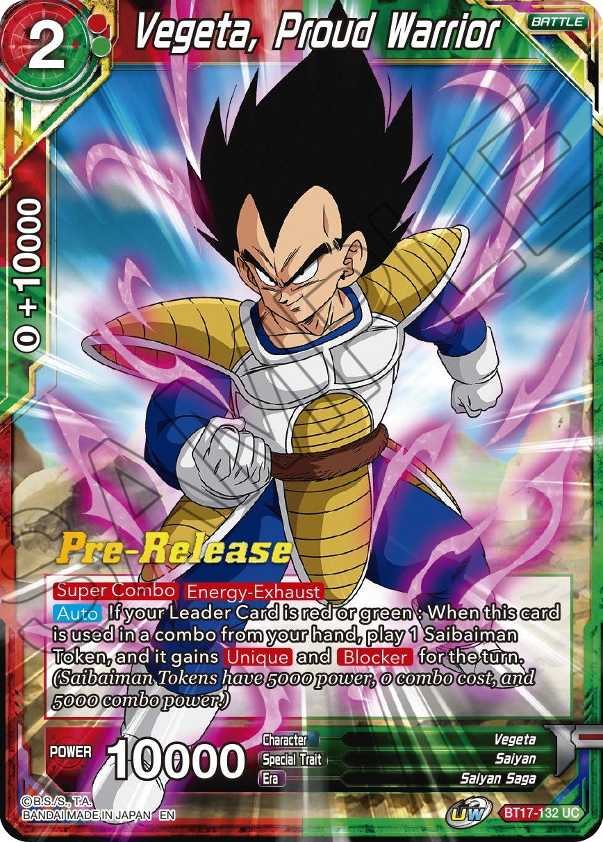 Vegeta, Proud Warrior (BT17-132) [Ultimate Squad Prerelease Promos] | Nerdhalla Games