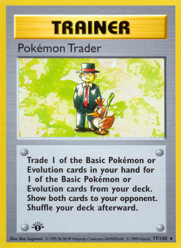 Pokemon Trader (77/102) (Shadowless) [Base Set 1st Edition] | Nerdhalla Games