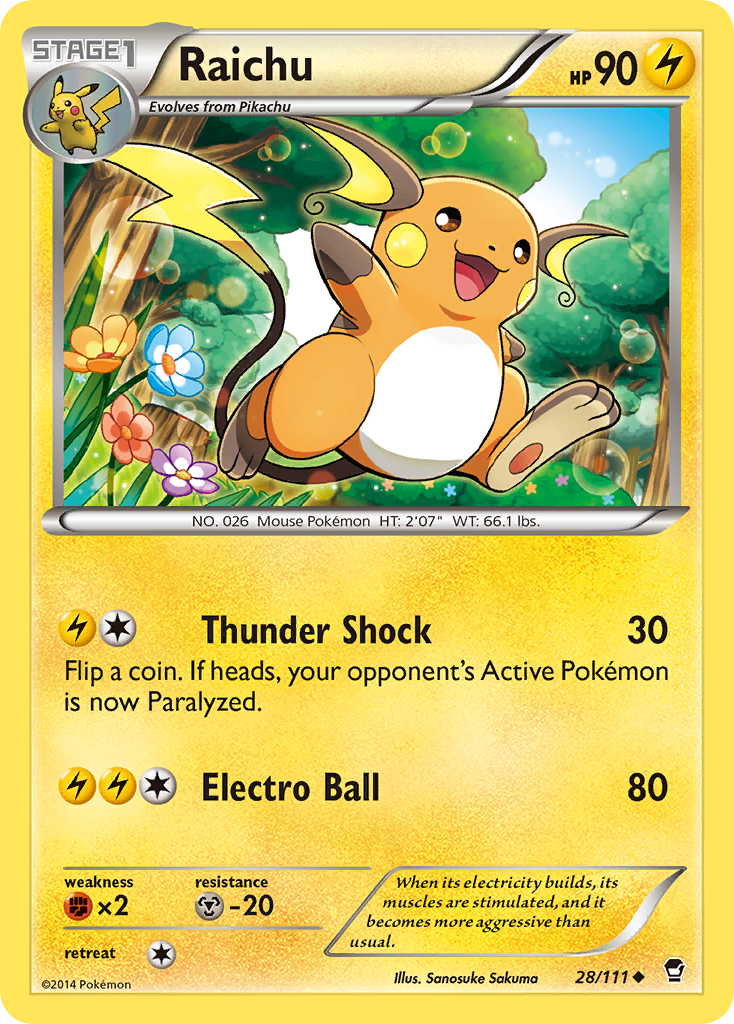 Raichu (28/111) [XY: Furious Fists] | Nerdhalla Games