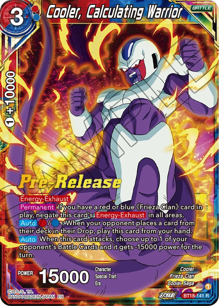 Cooler, Calculated Warrior (BT18-141) [Dawn of the Z-Legends Prerelease Promos] | Nerdhalla Games