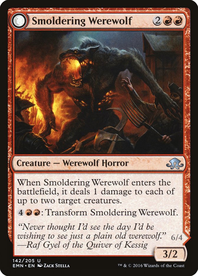 Smoldering Werewolf // Erupting Dreadwolf [Eldritch Moon] | Nerdhalla Games