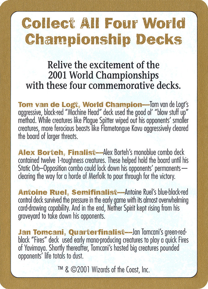 2001 World Championships Ad [World Championship Decks 2001] | Nerdhalla Games