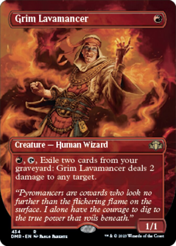 Grim Lavamancer (Borderless Alternate Art) [Dominaria Remastered] | Nerdhalla Games