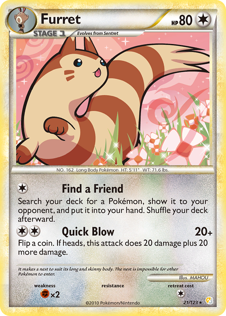 Furret (21/123) [HeartGold & SoulSilver: Base Set] | Nerdhalla Games