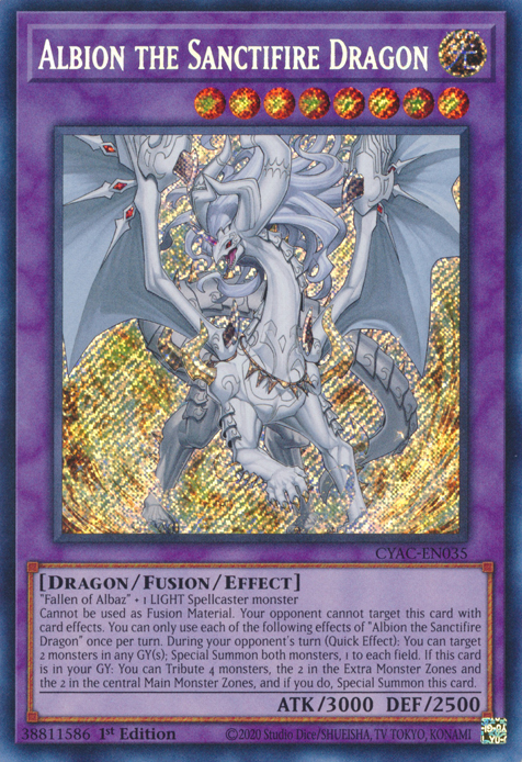 Albion the Sanctifire Dragon [CYAC-EN035] Secret Rare | Nerdhalla Games