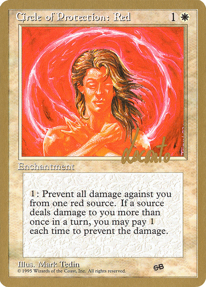 Circle of Protection: Red (Michael Loconto) (SB) (4ED) [Pro Tour Collector Set] | Nerdhalla Games