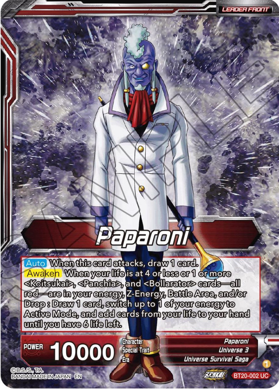 Paparoni // Warriors of Universe 3, United as One (BT20-002) [Power Absorbed Prerelease Promos] | Nerdhalla Games