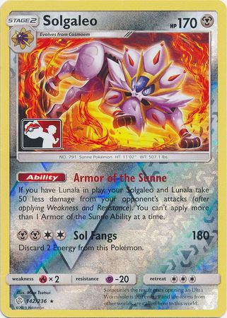 Solgaleo (142/236) (Pokemon Club Special Print) [Sun & Moon: Cosmic Eclipse] | Nerdhalla Games