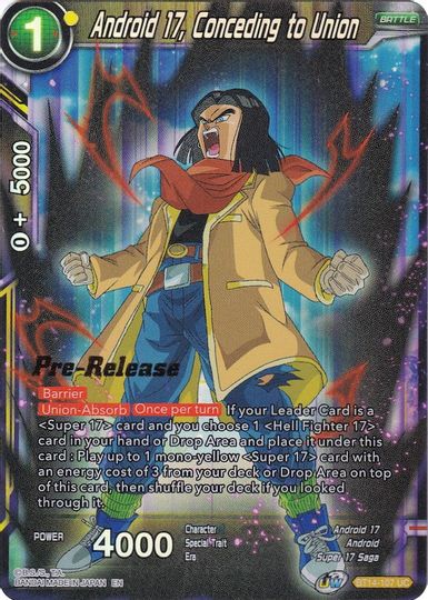 Android 17, Conceding to Union (BT14-107) [Cross Spirits Prerelease Promos] | Nerdhalla Games