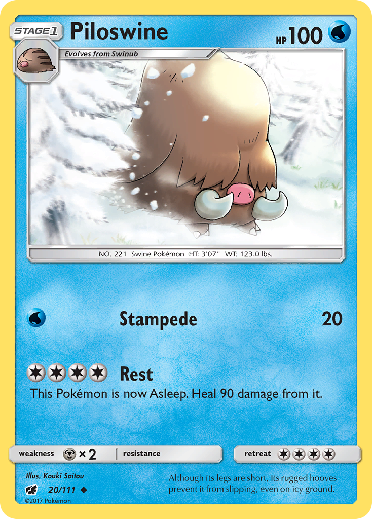 Piloswine (20/111) [Sun & Moon: Crimson Invasion] | Nerdhalla Games