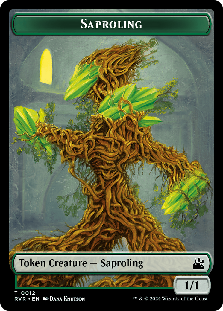 Saproling // Dragon Double-Sided Token [Ravnica Remastered Tokens] | Nerdhalla Games