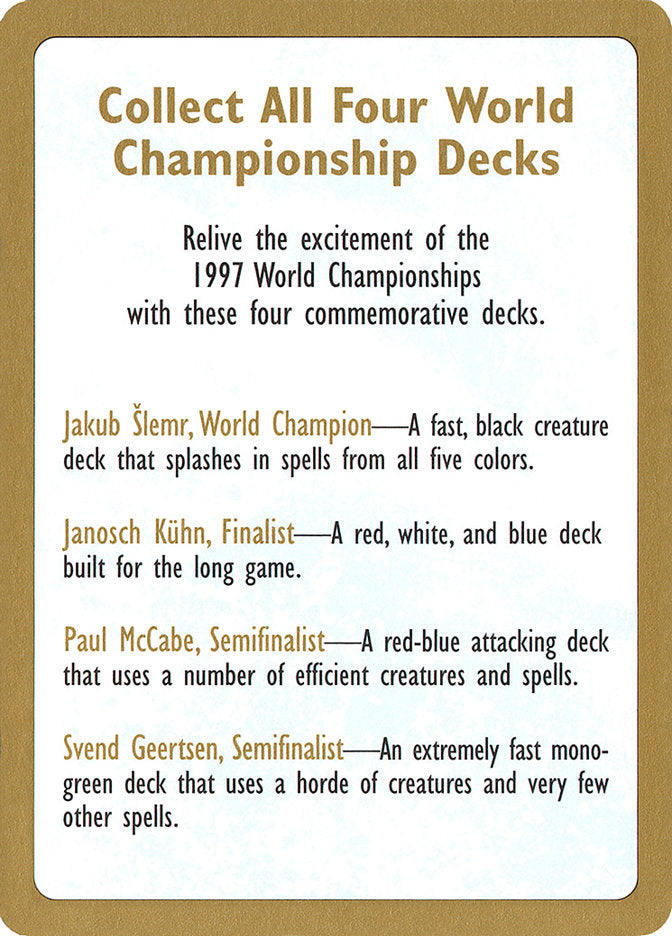 1997 World Championships Ad [World Championship Decks 1997] | Nerdhalla Games